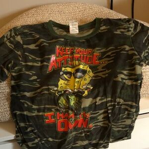 Nickelodeon Green Camo SpongeBob Kids Tee